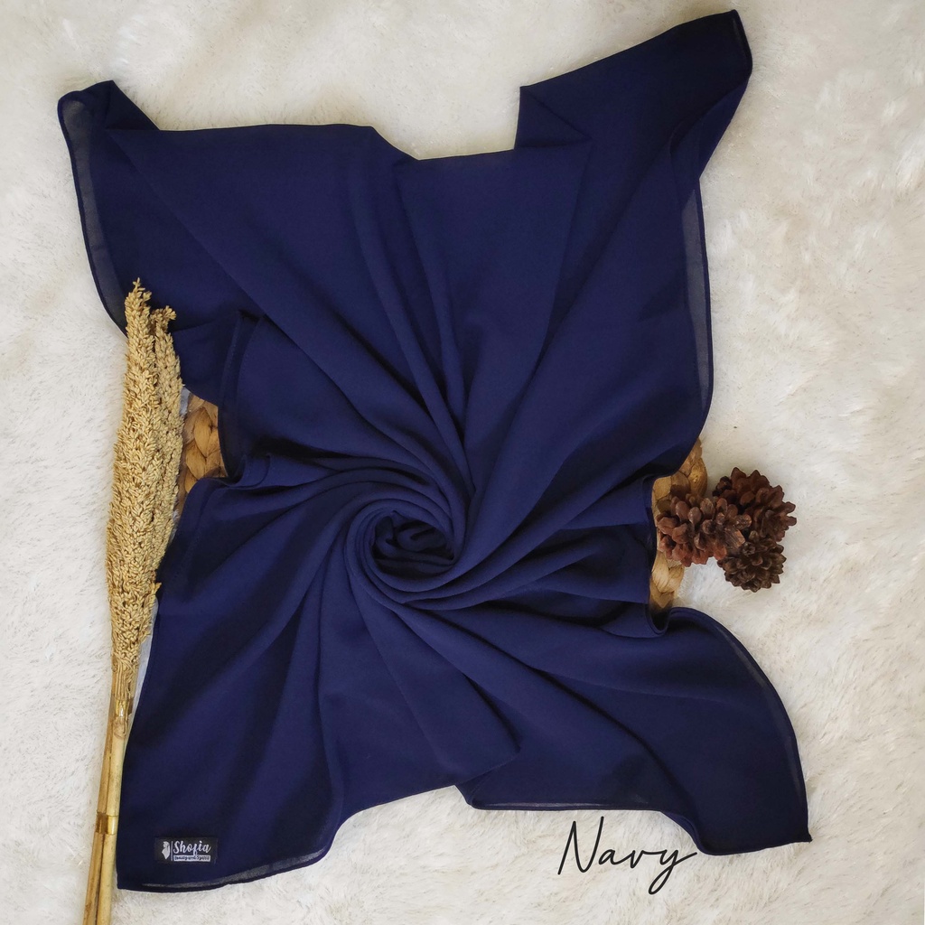 [200x75] HIJAB PASHMINA JAHIT TEPI CERUTY BABY DOLL, PASHMINA CERUTI, JILBAB PASHMINA, PASMINA-Navy