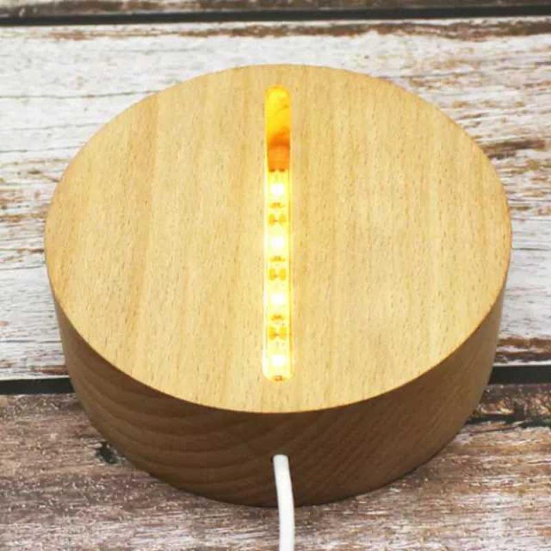 Base Wood Bulat / Tatakan Lampu Akrilik Round Bulat