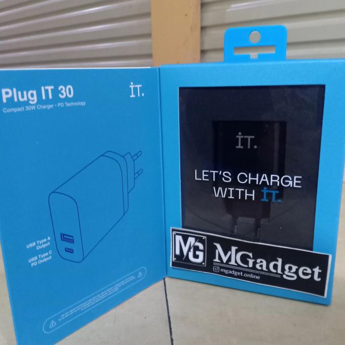 Adapter Charger IT Plug 30 Watt USB + TYPE C Fast Charging Resmi - Putih