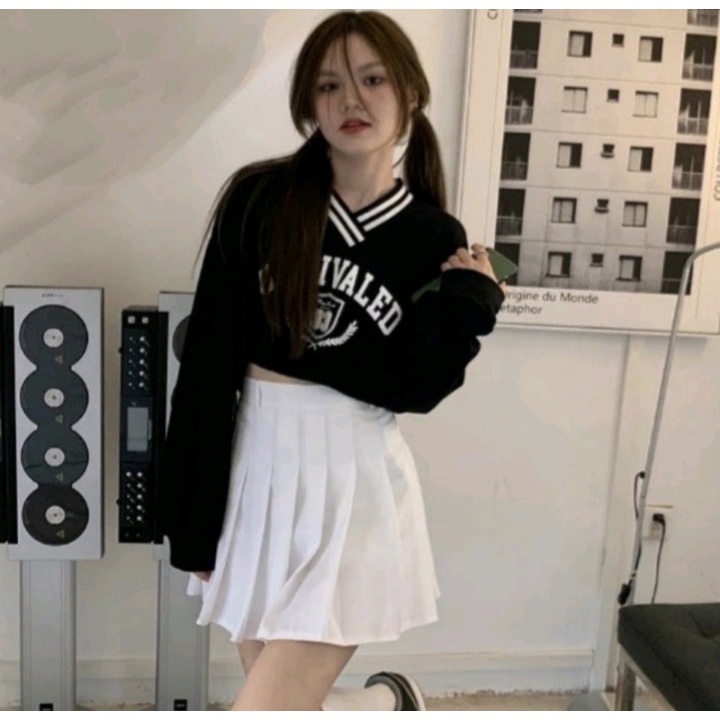 UNRIVALDE CROOPE - Vneck Oblong Sweater Oversize - Sweater Crop Wanita  Terbaru Fashion Terkini Korean Style