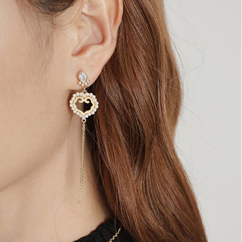 Hu Hu Hu Hu Hu Alat Bantu Pasang Kacamata♡ 1 Pasang Anting Stud Rumbai Panjang Bentuk Kipas Gaya China Elegan Untuk Pernikahan