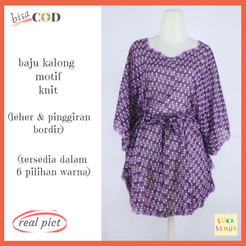 Baju Atasan Wanita / Blus Kalong Bordir Eksklusif (Knit) / Kelelawar Batwing Sifon Fashion Blouse - 