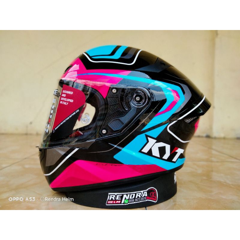 Helm KYT TT Course Motif/ Poloss. 100% ORIGINAL. ongkir termurah 2kg.-OVERTECH Black Fuxia