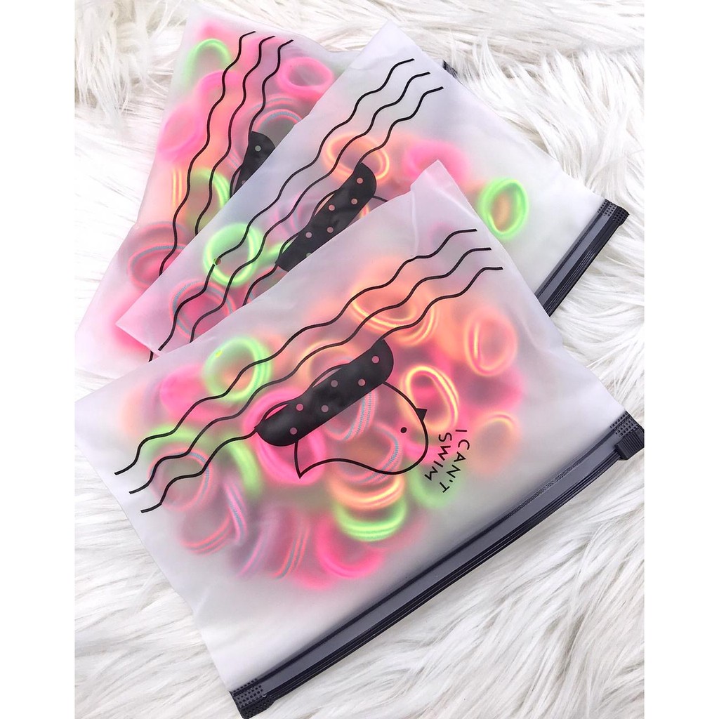 ISI 50 PCS PCS IKAT RAMBUT KOREA/KUNCIR IKAT RAMBUT/IKAT RAMBUT MOTIF STRIPE KOREA FREE POUCH IMPORT