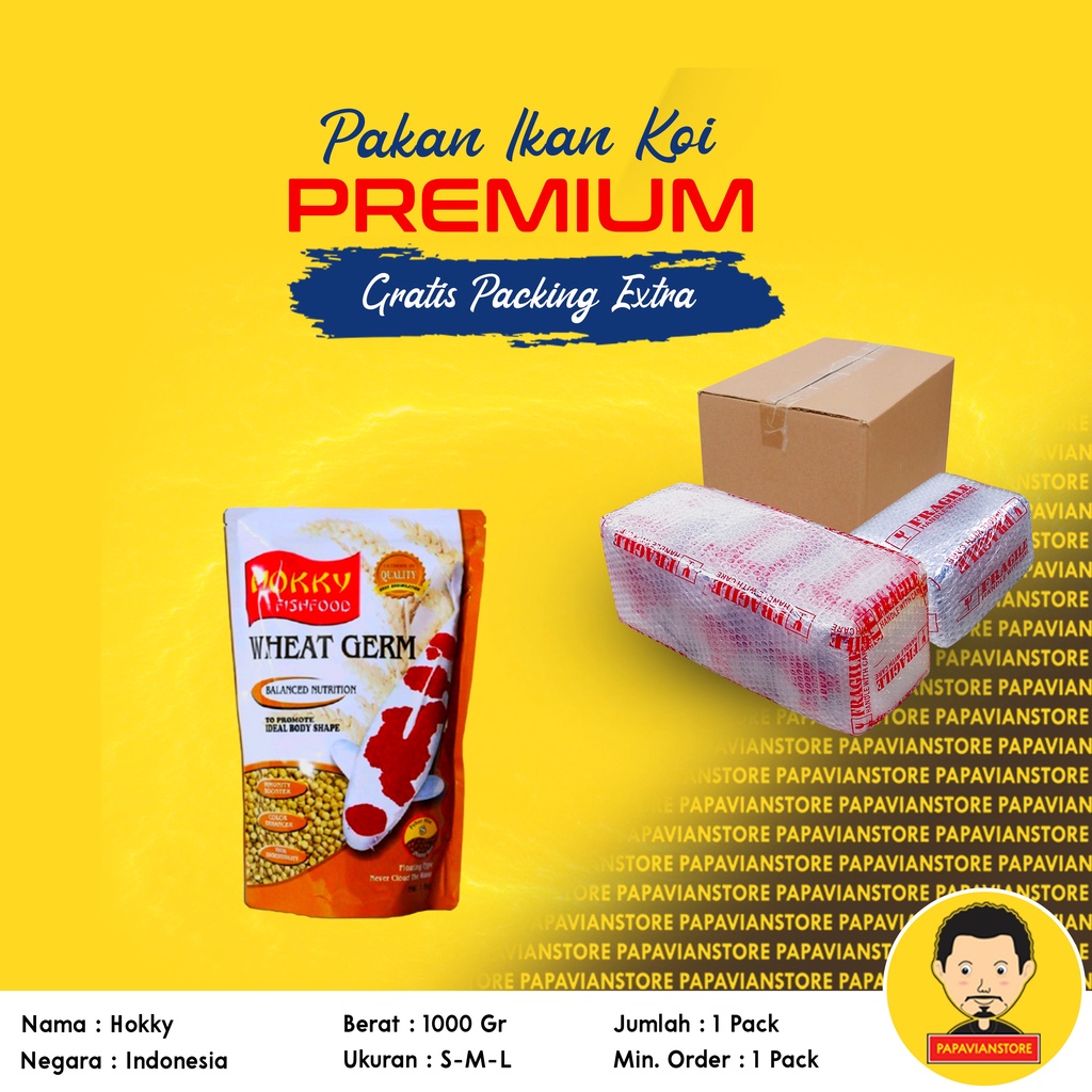 Pakan Ikan Koi Premium Makanan Penumbuh Pembesar Pembentuk Pertajam Warna 1 Kg Size S Kecil M Sedang L Large 3mm 5mm 8mm Penumbuh Pemutih Pertajam Warna Original Pack P028