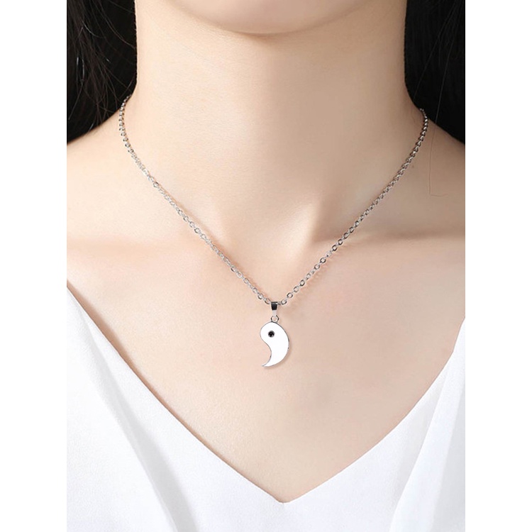 2pcs Kalung Liontin Puzzle Tai Chi Yin Yang Bahan Alloy Untuk Hadiah Ulang Tahun