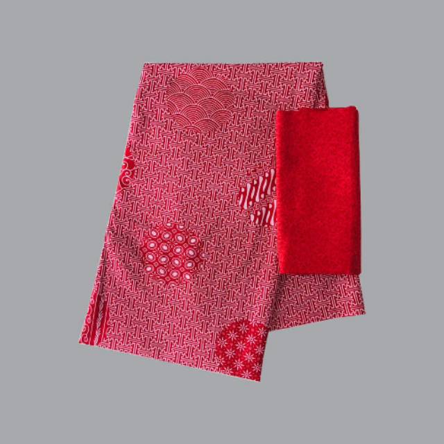 Kain Batik Merah Putih Hitam Denim Jarik Kebaya Kode 1048 Couple Katun Printing Sogan Lawasan Seraga