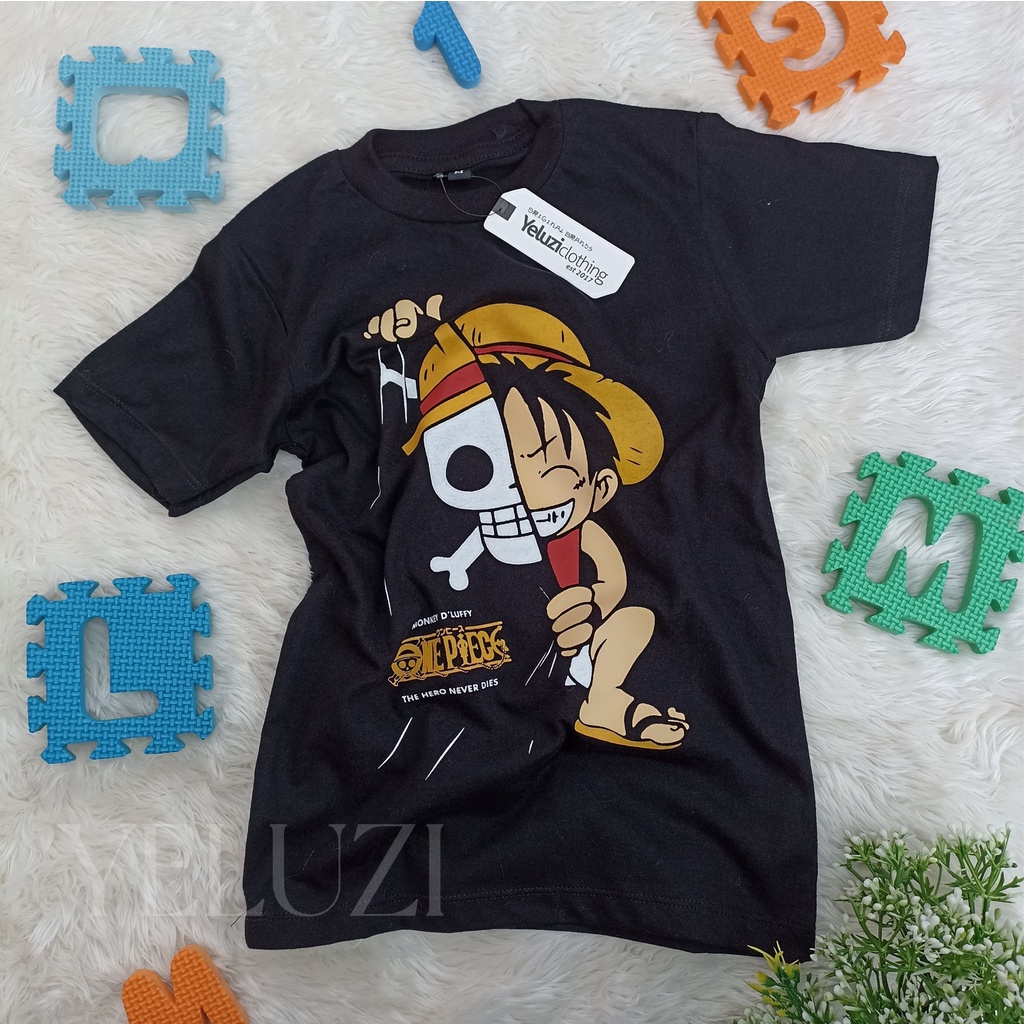 KAOS BAJU ANAK LAKI LAKI OBLONG DISTRO HITAM TENGKORAK YELUZI