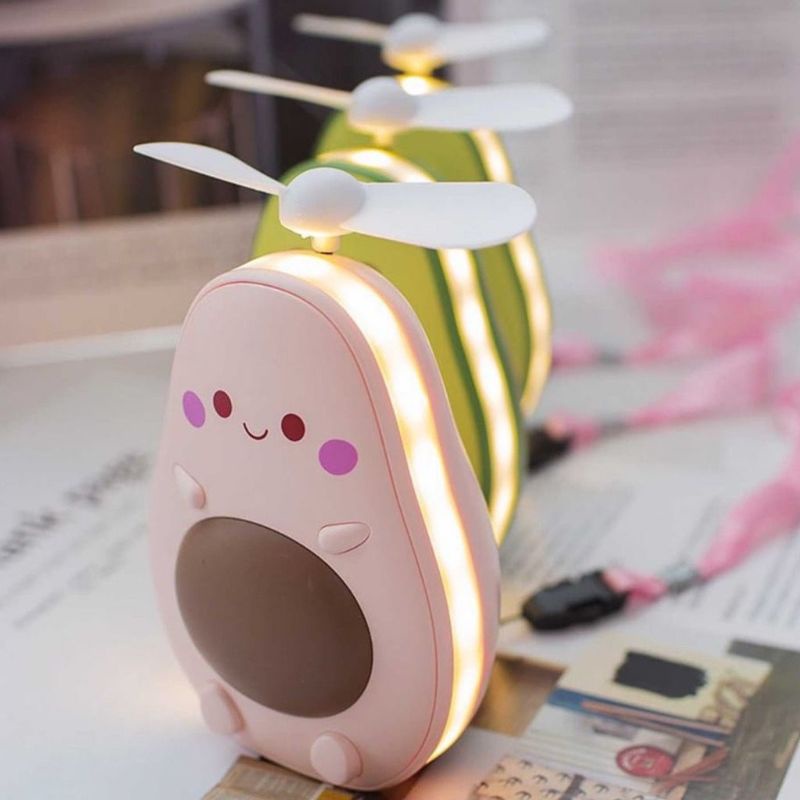 Kipas Cermin Lampu LED AVOCADO Mini Fan 3in1 Lampu Miror Usb Bentuk Alpukat Cute Kipas Mini Fan Terpopuler Kipas Motif Piro