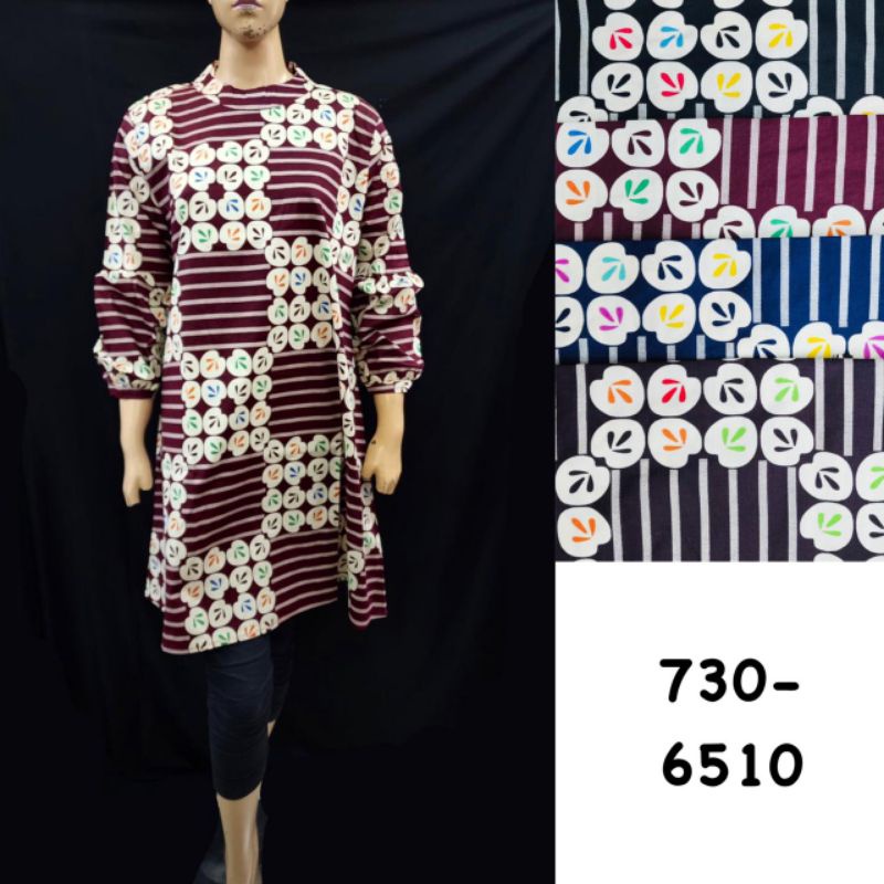 6510.Tunik street motif batik dengan tangan nodel balon/tunik seragaman