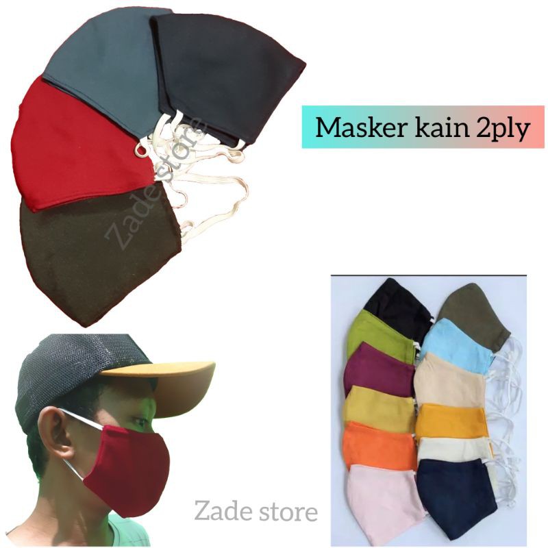 masker kain 2ply katun tebal bolak balik masker earloop anti bakteri masker hijab murah