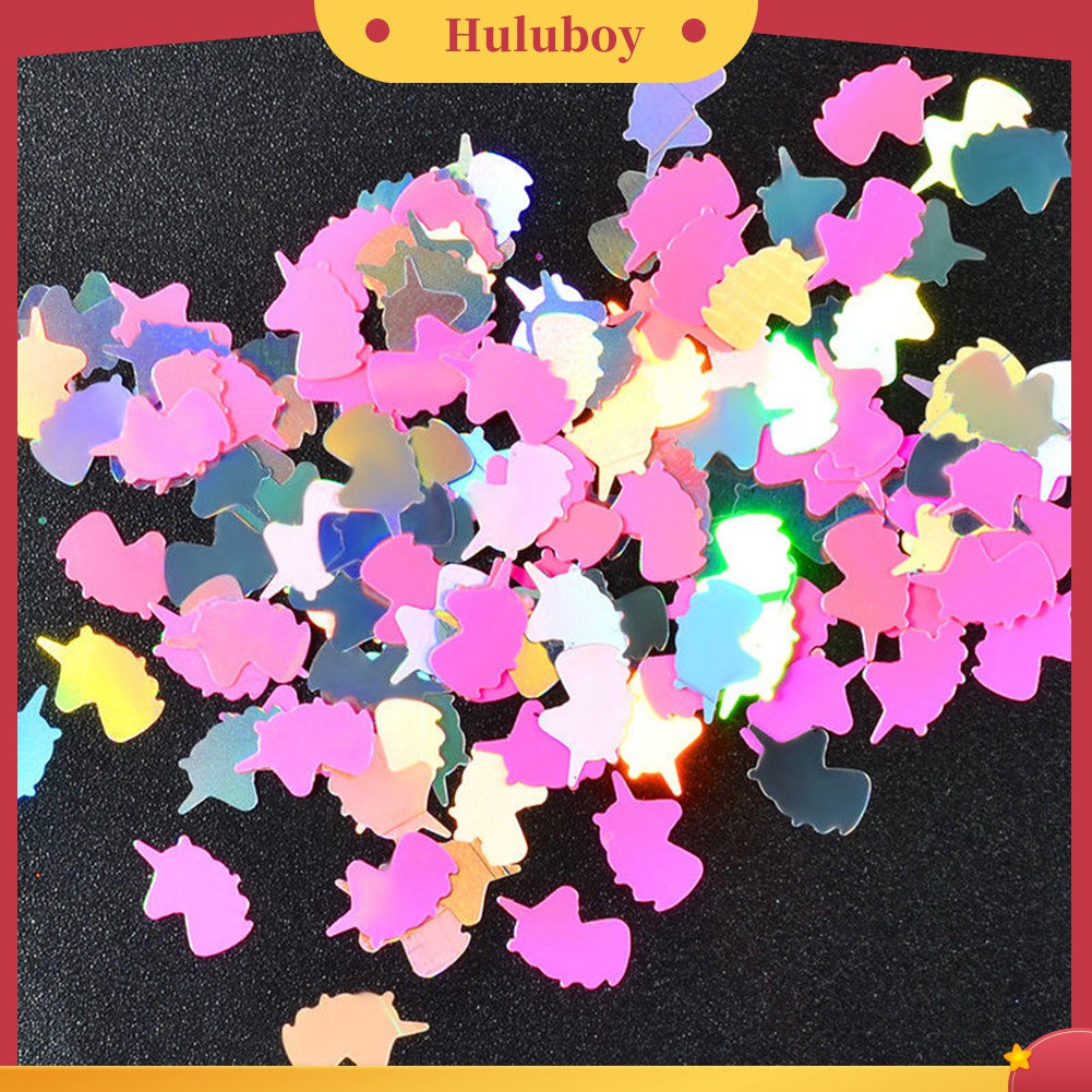 Huluboy Huluboy♡ Stiker Sequin 3D Warna Pelangi Untuk Dekorasi Manicure