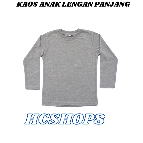 Kaos Anak Lengan Panjang Polos Unisex Cowok Cewek Usia 2-16th