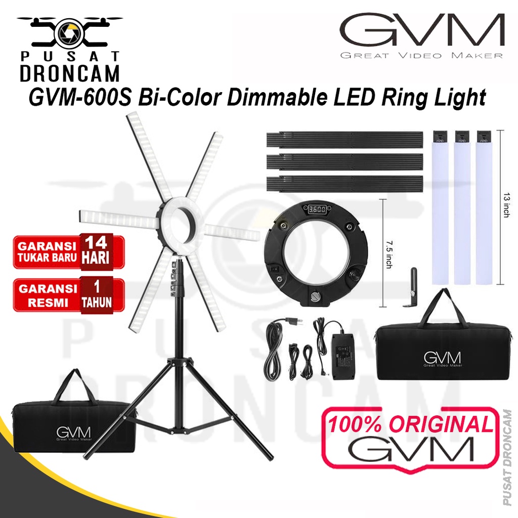 GVM 600S GVM-600S Bi-Color Dimmable LED Ring Light Ringlite Ringlight