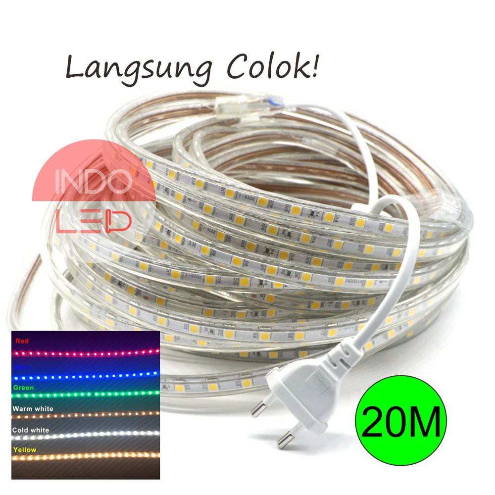 Lampu Led Strip 220v 20m Lampu Selang Lampu Plafon Lampu Natal Gapura Indonesia