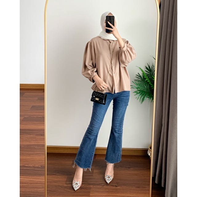 BEFAST - ZFS OOTD Wanita Blouse TIFFNY / ELZE SHAKILA BATWING SHIRT / Pakaian Blouse Kasual / Blouse Kekiniaan Wanita Remaja / Blouse Banyak Warna / Fashion Wanita Casual / Blouse Lengan Panjang / Blouse Polos Terbaru 2022