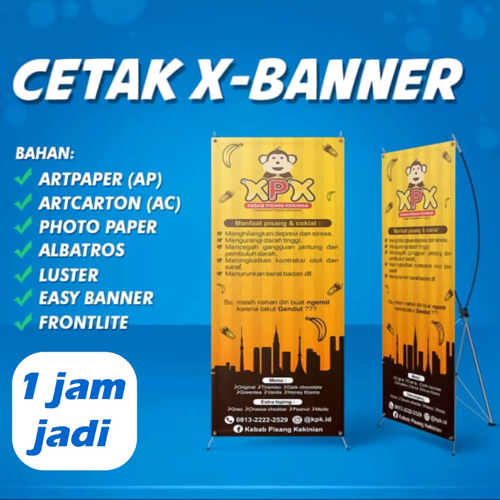 cetak banner xbanner promosi pernikahan wisuda wedding  80cm x180cm free custom design grafis 1jam jadi grosiramanah