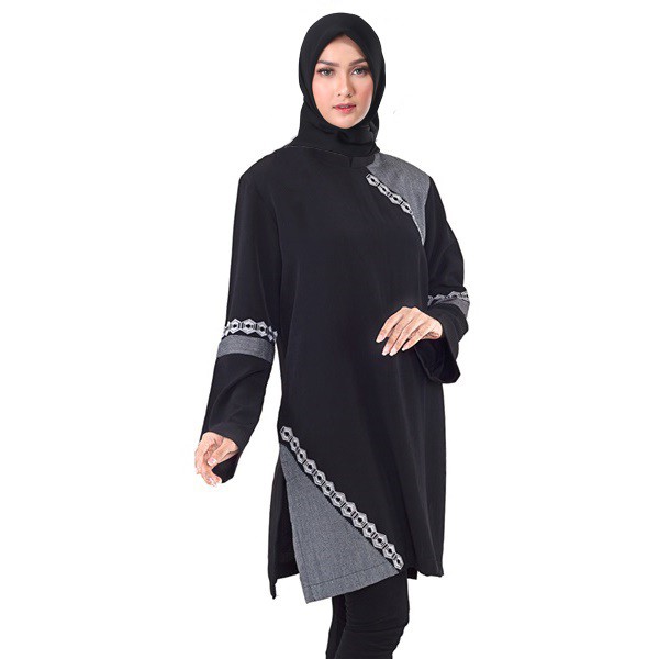 Rosella Boutique SID 880 Gamis Syari Wanita Dewasa Katun Hitam