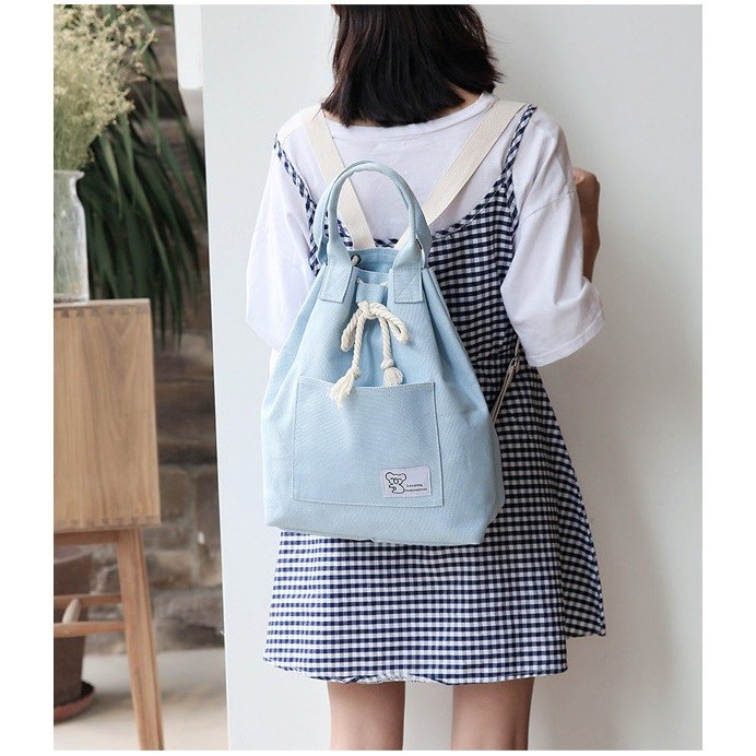 ABG Tas Ransel Kanvas Korea Serut Backpack Punggung / Tas Keren Anak Muda - JC303