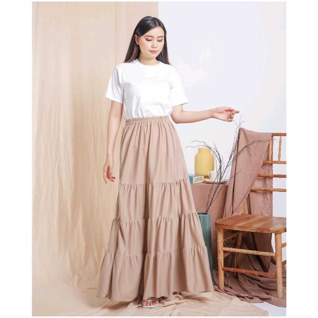 (BISA COD) Rok panjang  premium tebal bawahan Wanita remaja jumbo polos muslim import murah pilsket 