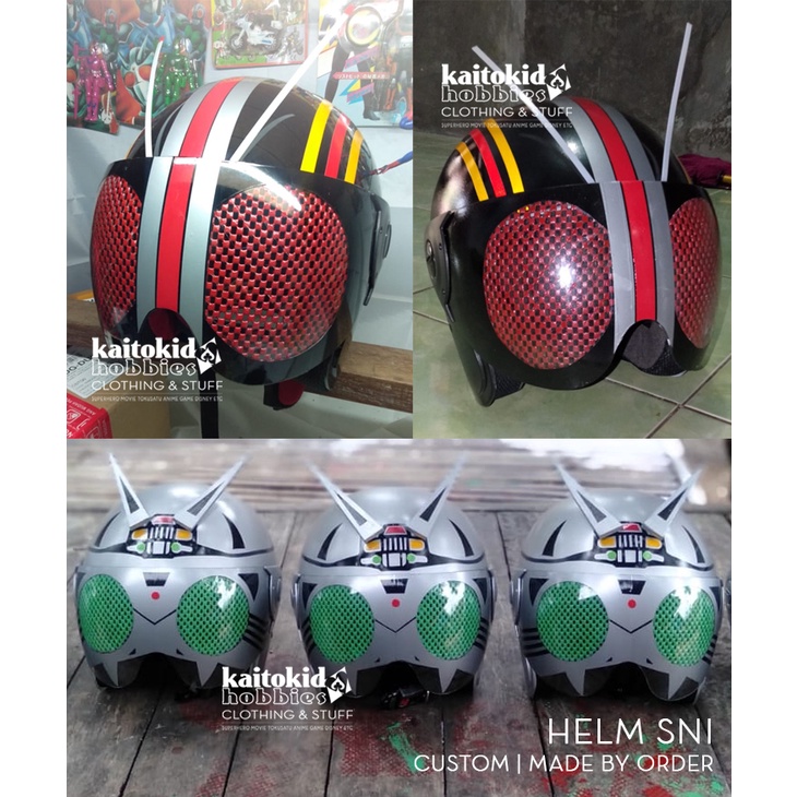 Helm Motor KAMEN RIDER SNI Baja Hitam Black RX Custom