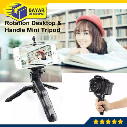 Tripod Handle Mini Gagang Portable Tripod Folding 2 in 1 HP Smartphone