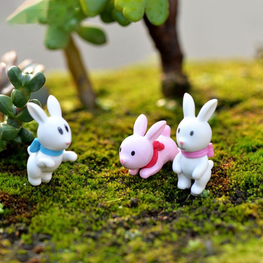 [Elegan] Bunny Miniatur Lucu DIY Lumut Miniatur Taman Untuk Bonsai Dekorasi Ornamen Outdoor Dengan Dasi Kupu-Kupu Dekorasi Kue Lanskap Mikro