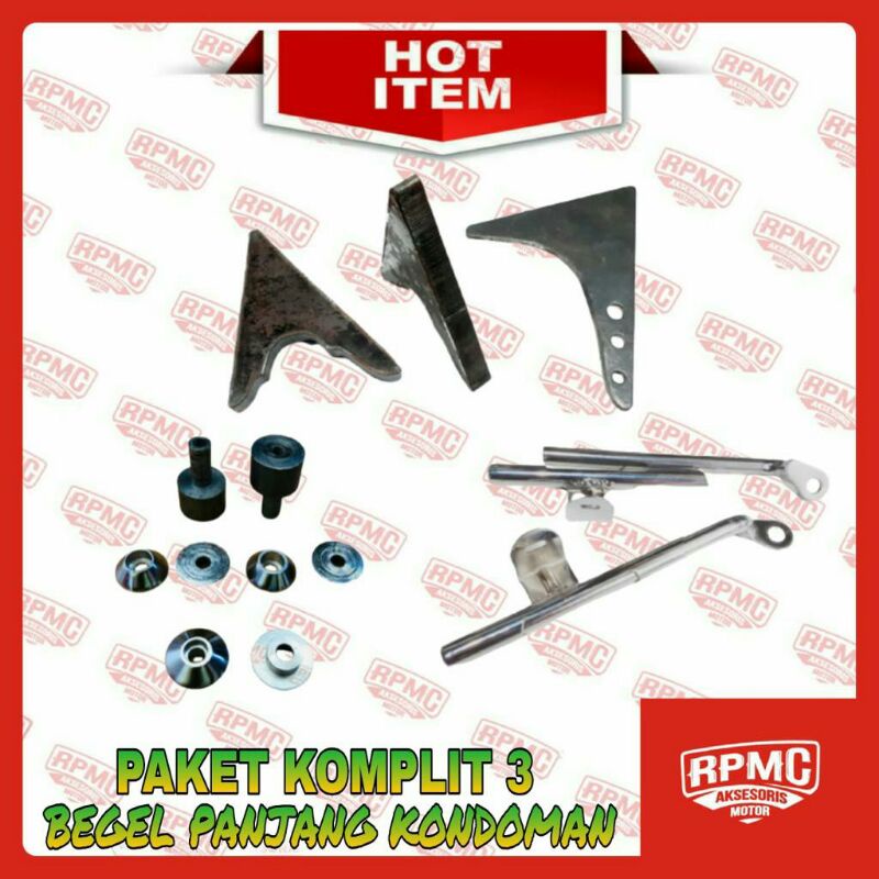 BEGEL CB PANJANG KONDOM KROM SET MANISAN RANGKA TEBAL SET PEMAJU SHOCK SET 3