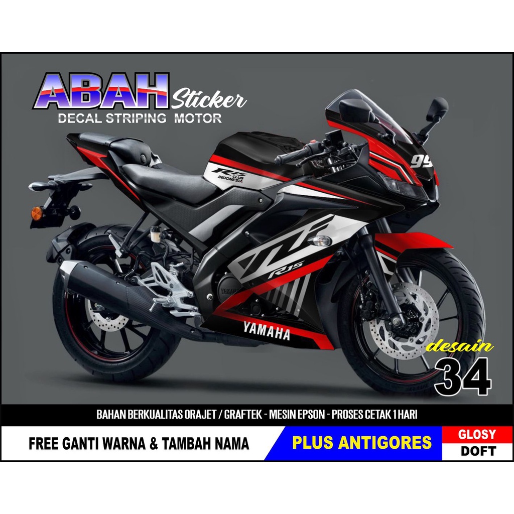 Sticker Decal R15 V3 Sticker Decal Yamaha Decal R15 V.3 Desain 34