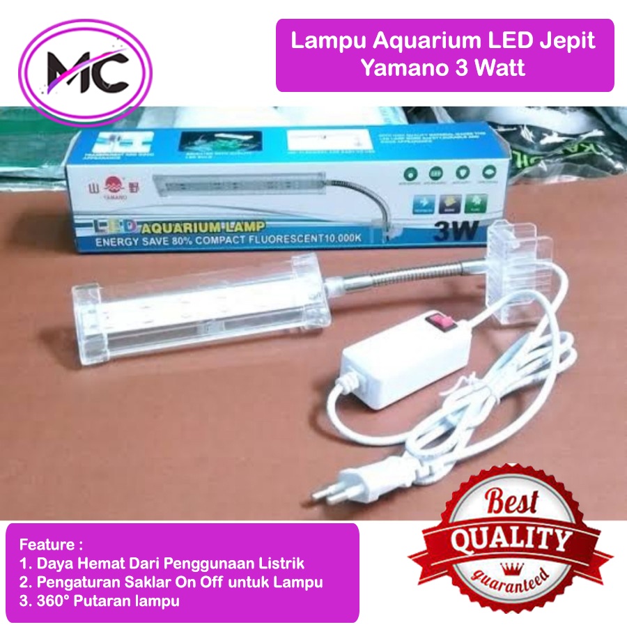 Lampu Aquarium LED Mini Jepit Yamano Lampu Akurium Aquascape Kecil Praktis Murah