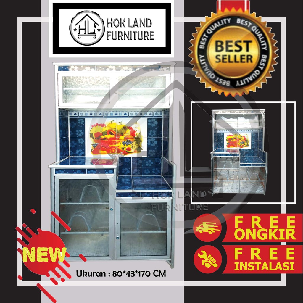 Rak Piring Aluminium Kaca Keramik SUPER 2 Pintu Almunium Besar Tebal Magiccom / RS7