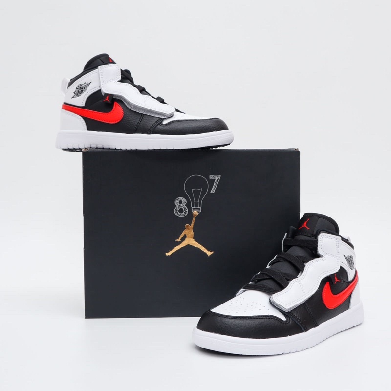 Air Jordan 1 Mid Black Chile Red Kids