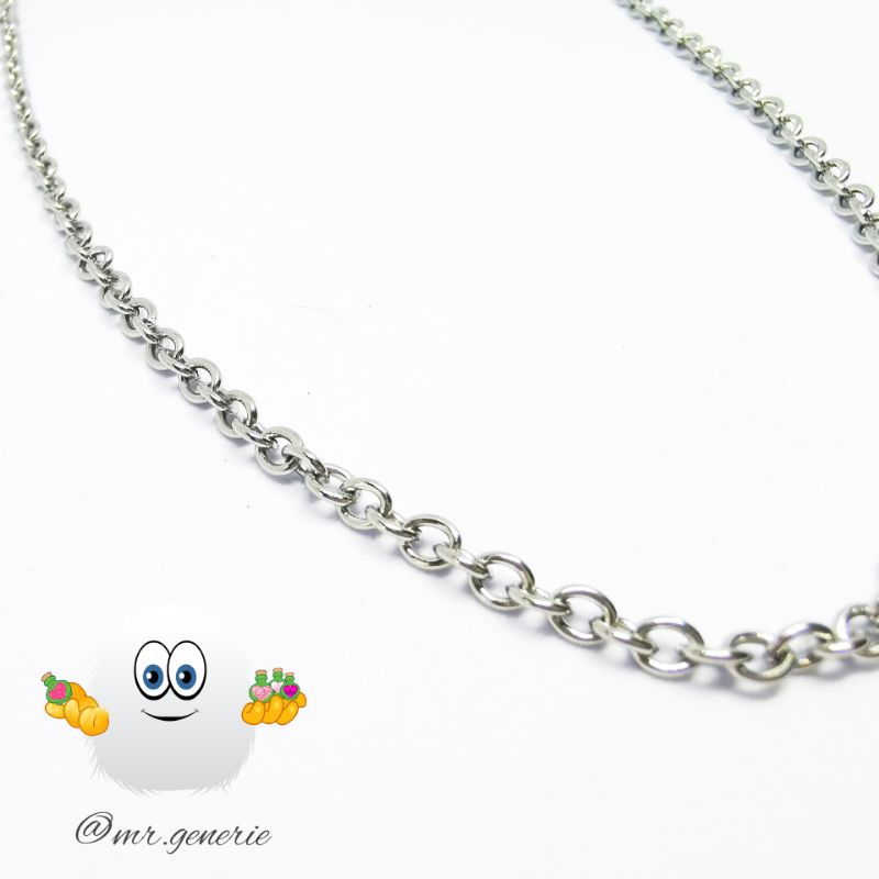 Mr.Generie Rhodium Necklace Chain / Bahan Kalung Rantai Baja / ANTI KARAT / PREMIUM / Cork Bottle / 