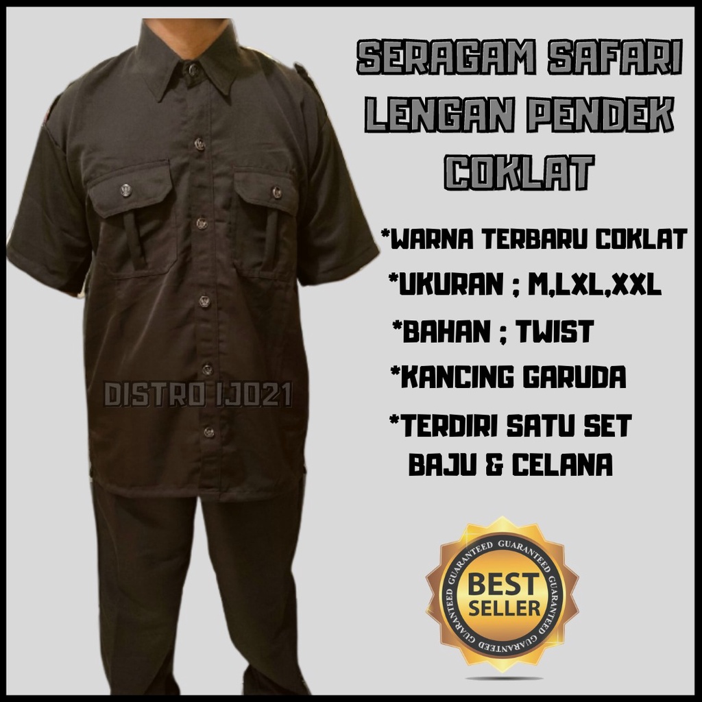 SAFARI PENDEK HITAM  NEVY COKLAT SERAGAM SAFARI SUPIR SETELAN SAFARI SATPAM SAFARI MURAH SAFARI LENGAN PENDEK