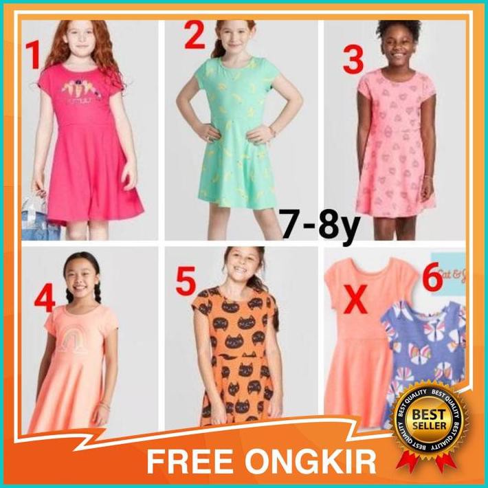 dress kaos daster harian anak branded original cat and Jack 7-8 tahun - no 1, 7-8y Asli Ori Original