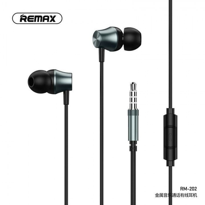 128 REMAX RM-202 - Wired Metal 3.5mm Semi In-Ear Earphone with Microphone