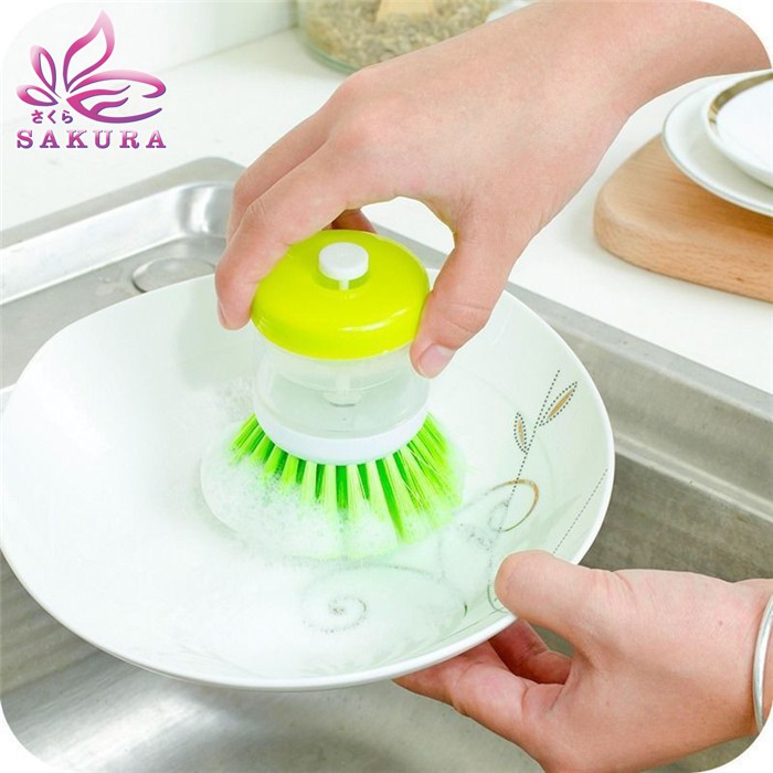 Creative Dish Oil Brush Washing Up Liquid Soap Dispenser Kitchen Utensil Clean Brush-sosoyo