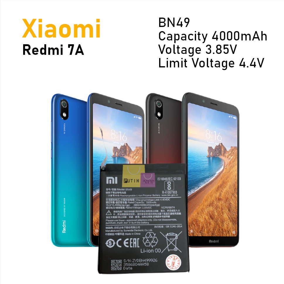 (P) Baterai batre battery Xiaomi redmi 7A BN49