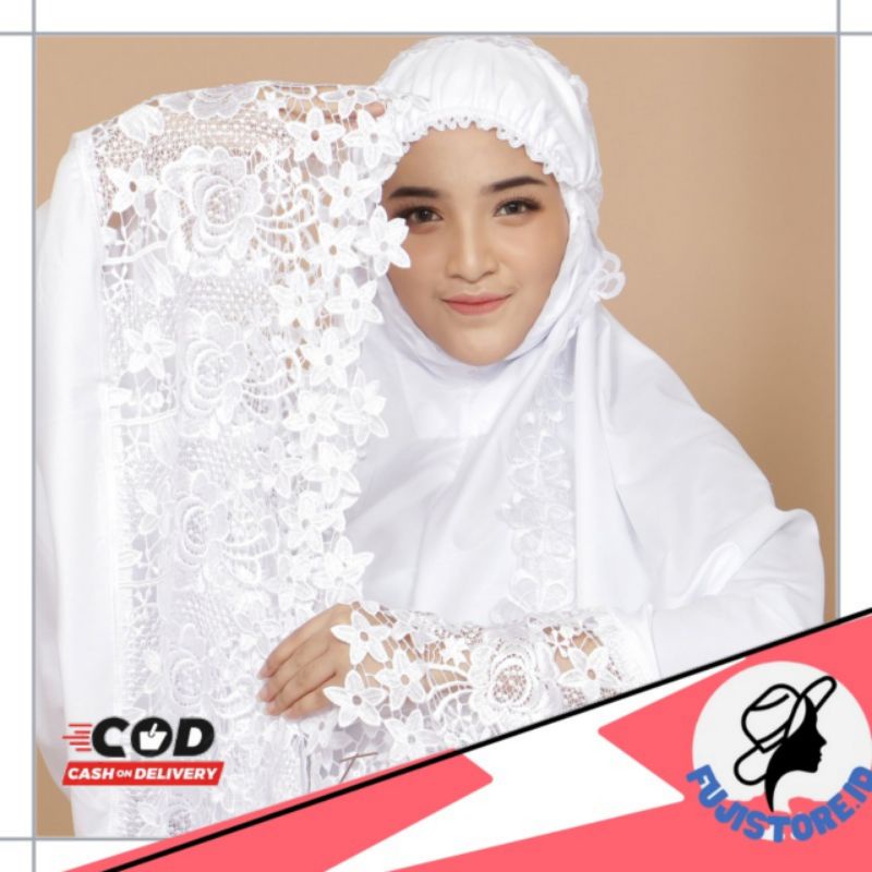 Mukena Dewasa Putih Polos Bordir Jumbo Murah Mewah/Mukena  Dewasa Terbaru  Kekinian 2024 Adem Renda