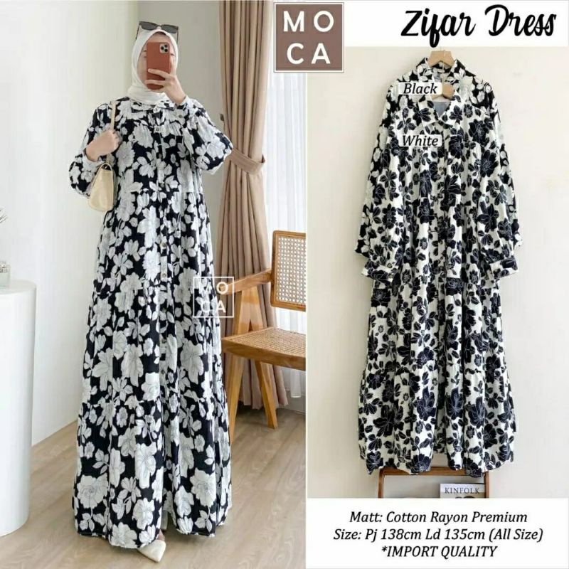 Zifar Dress, GAMIS MUSLIM CANTIK JUMBO FIT XXXXL LD 136 BAHAN KATUN RAYON PREMIUM TERMURAH OOTD