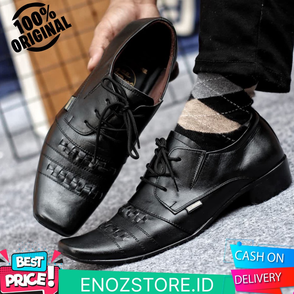 ENOZSTORE!ID - Sepatu Kerja Kantor Pesta Pria Original Handmade Kulit Asli / Sepatu Pantofel Formal Cowok Laki Men Keren Bagus ORI