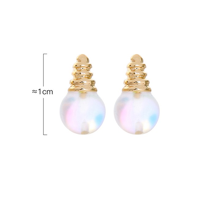 LRC Anting Tusuk Fashion Golden S925 Silver Round Shell Stud Earrings D91434