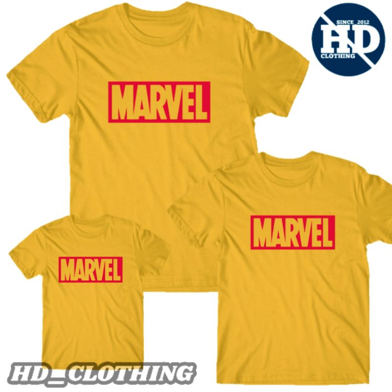 Kaos Atasan lengan pendek Couple Keluarga Superhero Tulisan Marvel - HD Clothing