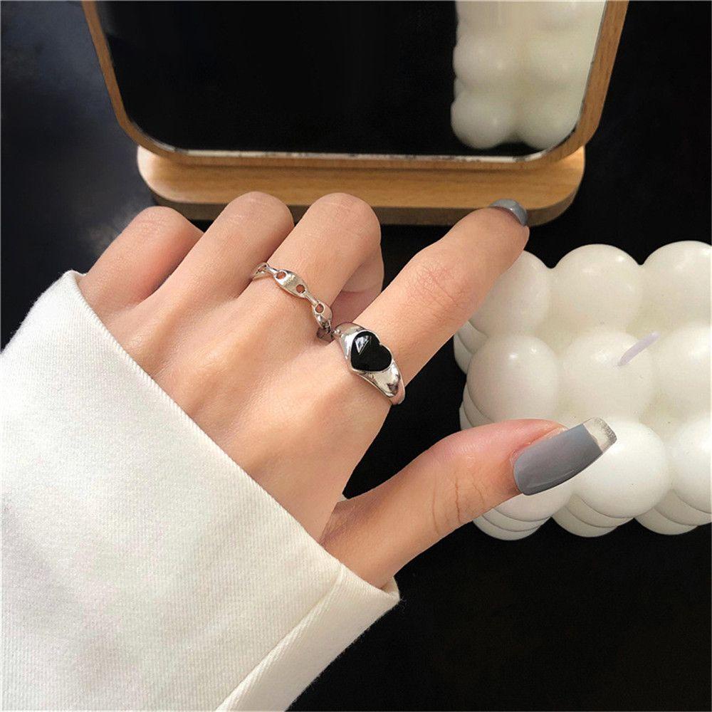 Top Rings Cincin Jari Telunjuk Baru Perhiasan Hati Hitam