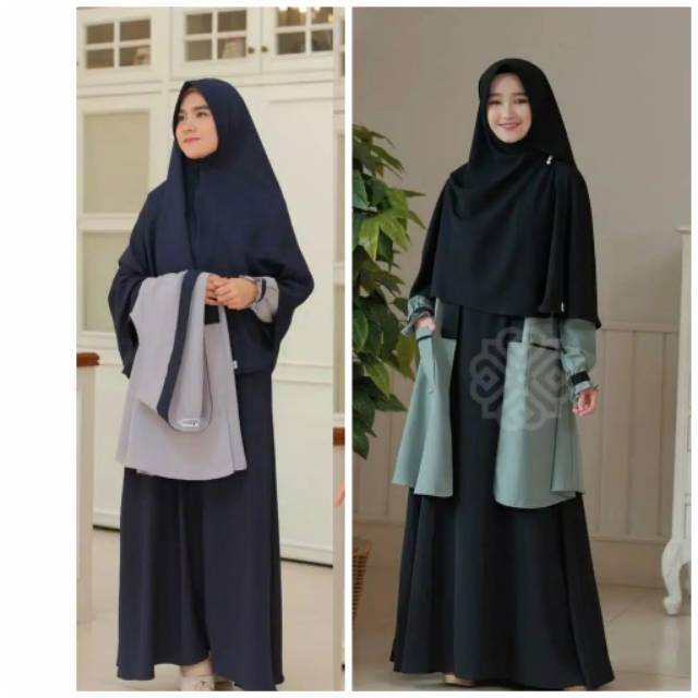 elbina set outer [no hijab] size S M L XL fashion muslim terbaru dress muslimah terlaris moscrepe