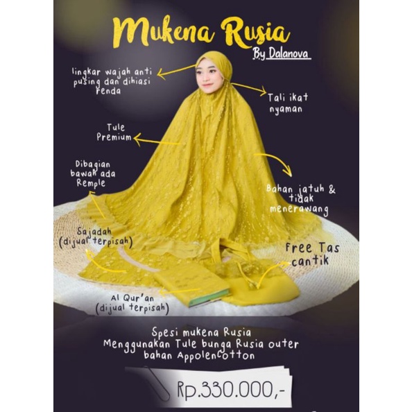 Mukena Rusia Ori Dalanova/Mukena Premium/Mukena Dalanova