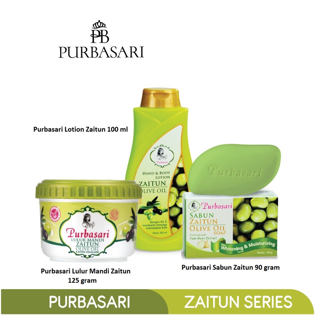 PURBASARI Paket 3 in 1 Sabun Lulur Lotion | Paket Putih Paket Zaitun Paket Pencerah Badan BY AILIN