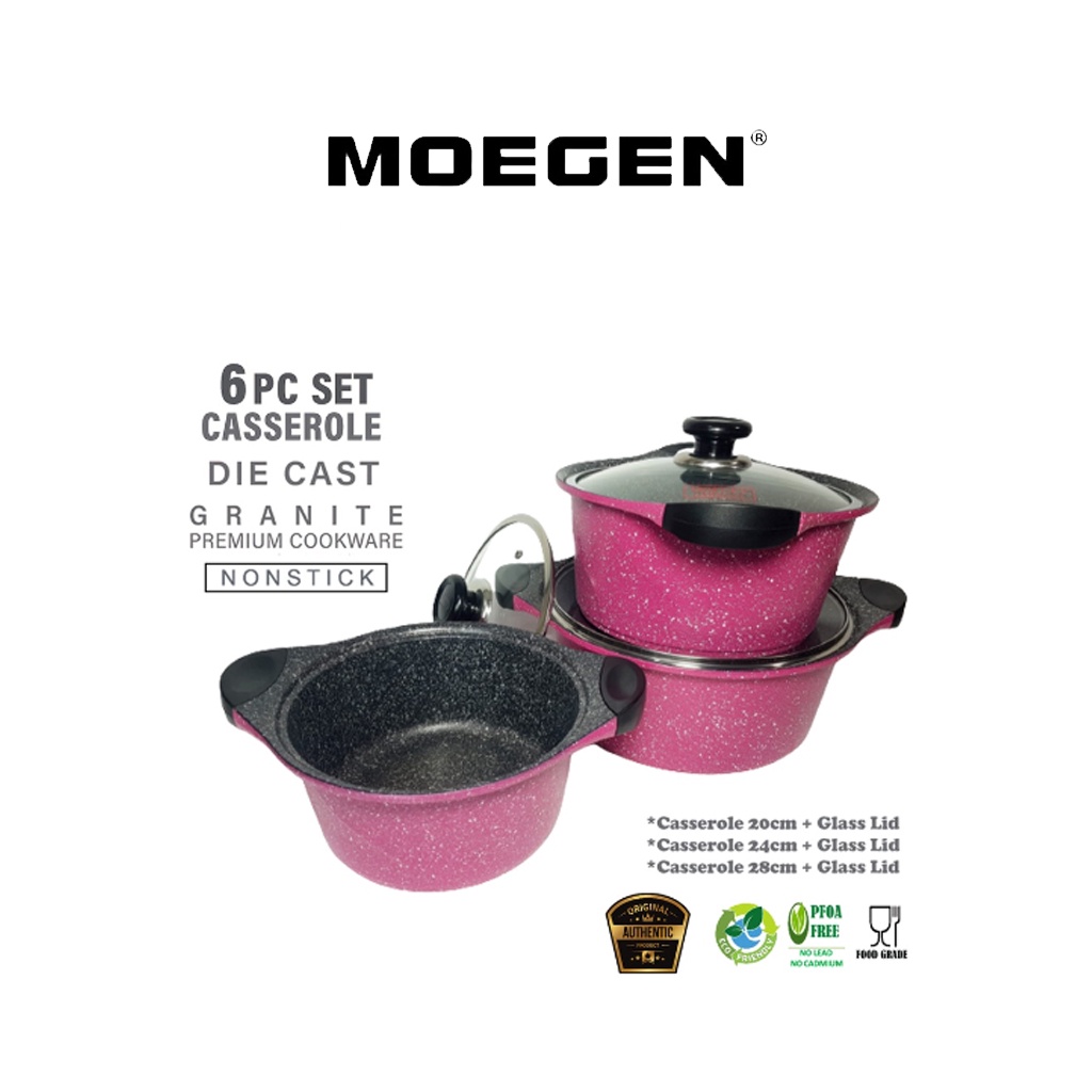 MOEGEN Germany Casserole Set / Moegen 6 Pcs Casserole Pot Granite Series Anti Lengket Original