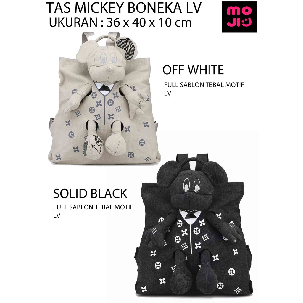 MOJI-Tas Ransel Dan Selempang Wanita Boneka MICKEY / Motif Pattern LV Kualitas PREMIUM