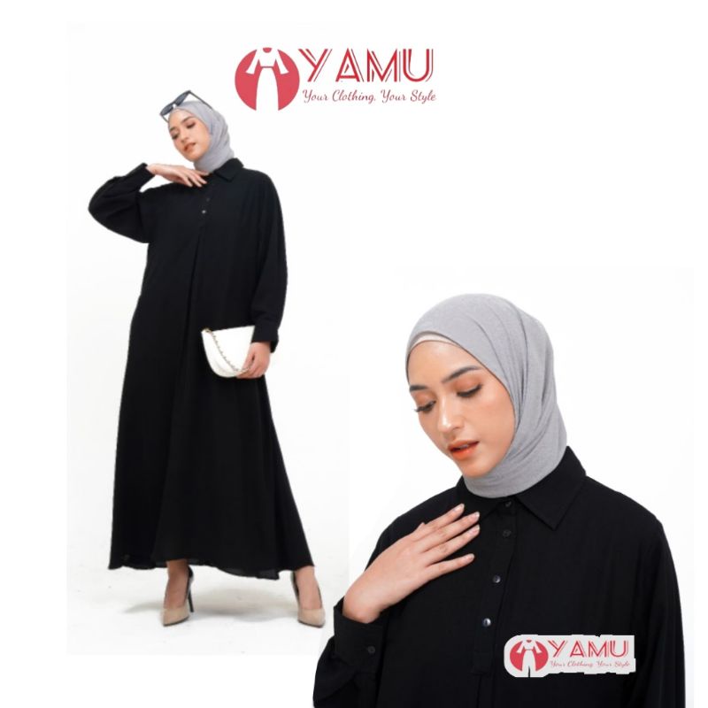 Dress Polos Blackb Premium / Gamis polos warna hitam Premium